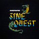 Kickstarter's Zine Quest logo featuring a green dragon and a calligraphic yellow and blue logotype